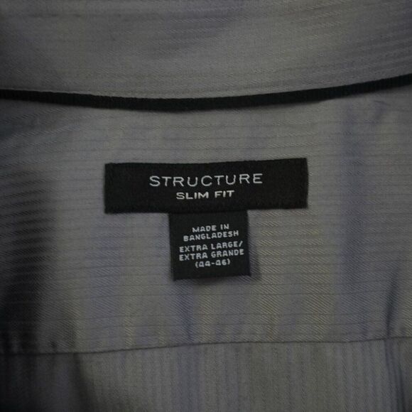 Structure‎ Gray Striped Slim Fit XL Collared Dress Shirt Long Sleeve - Picture 7 of 9